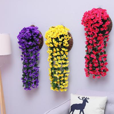 China Durable Simulated Plastic Silk Flower Rattan Balcony Wedding Flower Wall Hanging Chlorophytum Artificial for sale