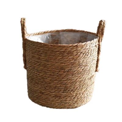 China Extra Large Modern Straw Woven Basket Woven Flower Pot Plant Floor Indoor Flower Pot Green Plant Seaweed Storage Basket Woven Indoor Flower Pot for sale