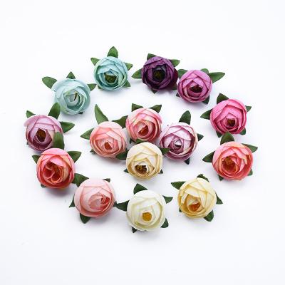 China Durable 4CM Silk Roses Head Tea Buds DIY Gifts Candy Box Scrapbooking Home Decor Wedding Bridal Accessories Artificial Flowers for sale