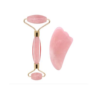 China Face Lift Wholesale Custom Logo Rose Quartz Jade Roller For Natural Face Massage And Jade Roller Set for sale