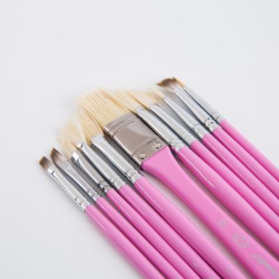 China 11Pcs Horse Hair Bristle Art Supplies Tin Box Brush Set Oil Paint Brushes Tube Pink Aluminum Paint Brushes for sale