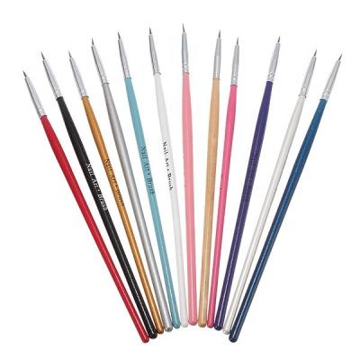 China Acrylic Nail Art Factory Wholesale 12 Pcs Handle Liner Nail Professional Woodworking Set Brush for sale