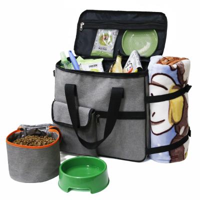 China Viable Multi-Function Airline Approved Dog Travel Accessories Collapsible Waterproof Washable Food Tote Bag With 2 Containers for sale