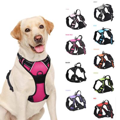 China Reflective Soft Padded No-Choke Adjustable Dog Harness With Easy Control Training Handle For Large Dogs for sale