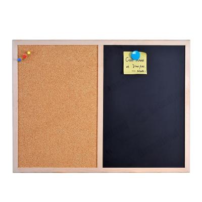 China Minimalist Half Magnetic Whiteboard Half Cork Board Wall Mounted Combination Cork Board And Black Wooden Frame Board for sale