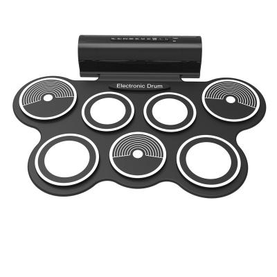 China China Factory Wholesale 7 Portable Pads 2022 Roll Up Drum Kit Silicon Portable Digital Drum Pad Set For Beginner Playing 10r With Speakers for sale