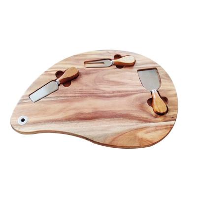 China 2021 Hot Selling Customization Products On Amazon Acacia Wood Cutter Tray Chopper With Cheese Knife Set For Kitchen for sale