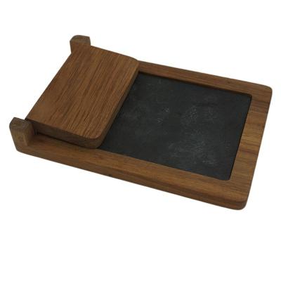 China Viable Square Acacia Wood Cheese Cutting Board with Knives Slate Cheese Board Set for sale