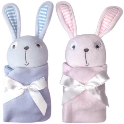 China Cute Folded Soft Touch Baby Rabbit Comforter Plush Baby Comforter for sale