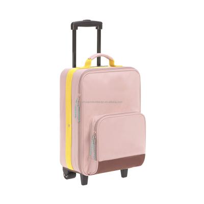 China Polyester pink kids Luggage animal Cartoon suitcase on wheels trolley luggage bag carry on cabin rolling luggage  with Packing Straps for sale