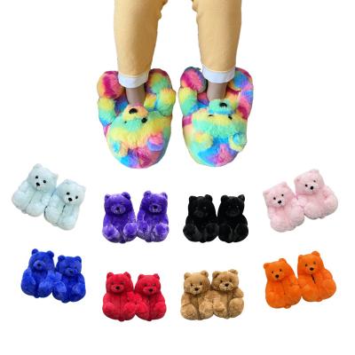 China Fashion Trend Wholesale 3d Teddybear Women Kids Kids Cute Non-Slip Teens Plush Teddy Bear Slipper Mommy And Me for sale