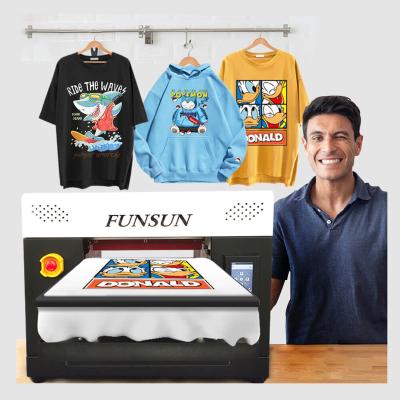 China Garment Shops Funsun Direct To Garment Printer DTG Printing Machine For T-shirt Hoodie Hat Jars Mask for sale