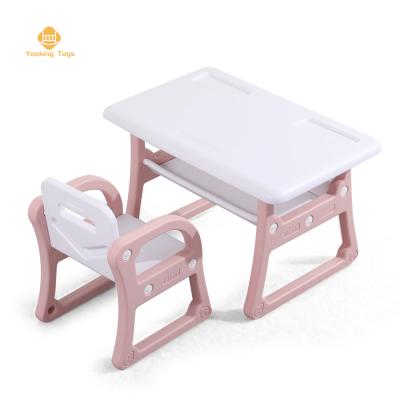 China Environmental Protection Material Kids Desk And Chair Set Study Black Eco - Friendly Pink For Kindergarten for sale