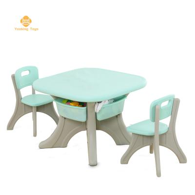 China Environmental Protection Material Kids Furniture Study Desk And Chair Retractable Plastic Single Table With Drawer For Kids for sale