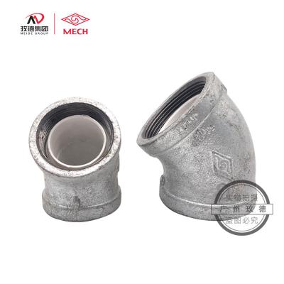 China Factory Free Sample Mike Groove Fittings Silver Industrial Malleable Iron Fire Fighting Spline Pipe Fitting 45 Degree Elbow for sale