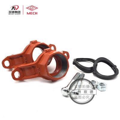 China Mike Groove Fittings Orange Industrial Factory Ductile Iron Fire Fighting Mechanical Cross Grooved Pipe Fitting Free Sample Outlet for sale