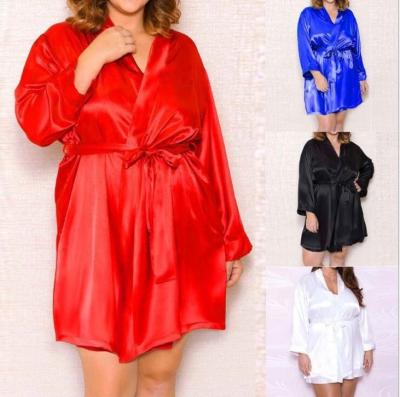 China Breathable Sexy Robes Silky Long Robes Plus Size Lingerie Night Sleep Dress For Women for sale