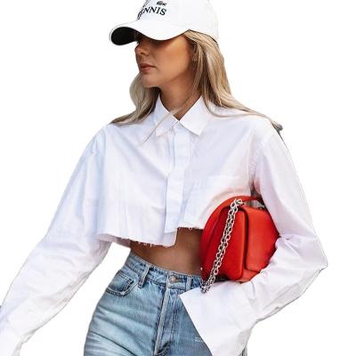 China New Cotton Summer Long Sleeve Shorts Design Pure Niche Foreign Trade Temperament Sense White Tops Breathable Shirt Clothing for sale