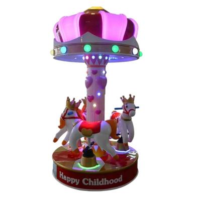 China Merry Go Round Kids Coin Operated Carousel  Horse 3 Seats Mini Carousel For Sale Amusement Park for sale