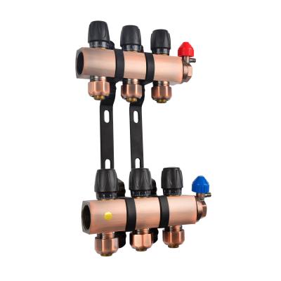 China HVAC Water Temperature Controller Modern Water Flow Control Antique Red Copper Brass Manifold For Floor Heating System for sale