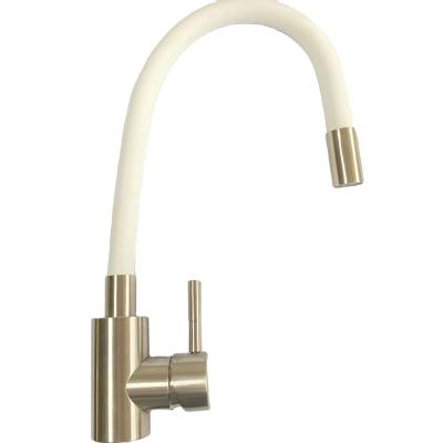 China Modern Durable Stainless Steel Body Hose Kitchen Sink Goose Neck White Kitchen Faucet for sale