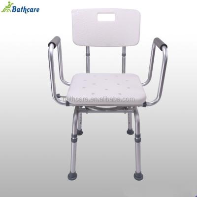 China Adjustable Home or Hospital Bathroom Hospital Armrest Bath Chair Shower Chair with Back for sale