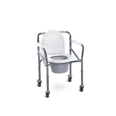 China Height Adjustable Aluminum Commode Chair Seat W/Castor For Disabled for sale