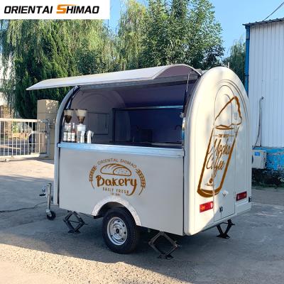 China Vegetable processing factory fast food black multifunctional mobile kitchen round food trailer for sale