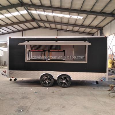 China Vegetable Processing Plant CE Movable Fried Street Beverage Serving Caravan Cart Hamburger Food Square Trailer for sale