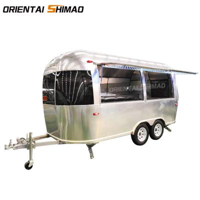 China Mobile vegetable processing plant barbecue food truck air current food trailer caravan with frozen yogurt machine for sale