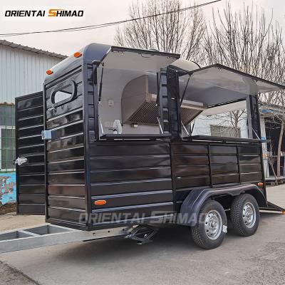 China Easy Operate BBQ Kiosk Food Car Towing Street Trailer Equipment Shipping Container Galvanized Refrigerated Car Food Trailer for sale