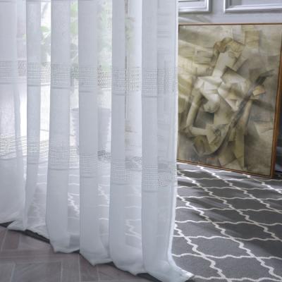 China Factory Supply Latest White Sheer Pattern Voile Window Curtain Fabrics for sale