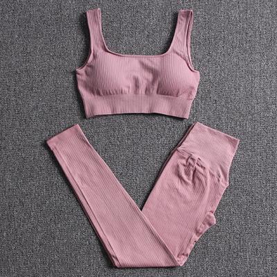 China Spandex Female Sports Bras High Waist Gym Seamless Yoga Suit 3 PCS Fitness Clothing for sale