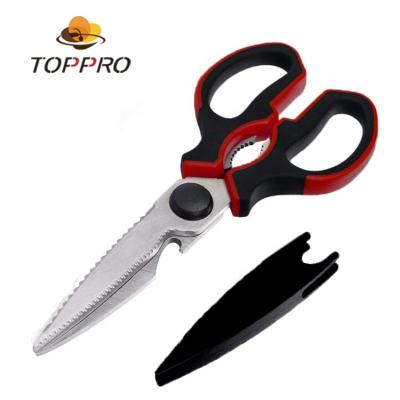 China New style toppto TPR handle stainless steel multi purpose chicken bone kitchen scissors shear for sale