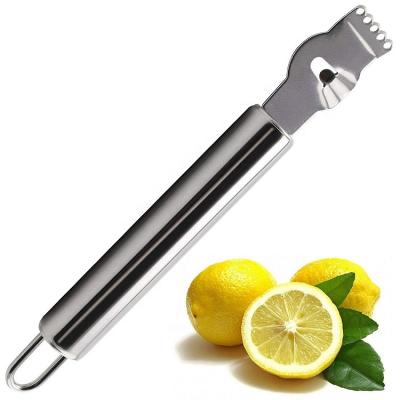 China Stored Vegetable Vendor Stainless Steel Fruit Slicer Lemon Grater Peeler With Plastic Wrap Orange Handle for sale