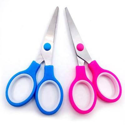 China Comfortable Grip Handle Office Scissors Plastic Paper Cutting Scissors Cute Student Safety School Children Home Scissors for sale