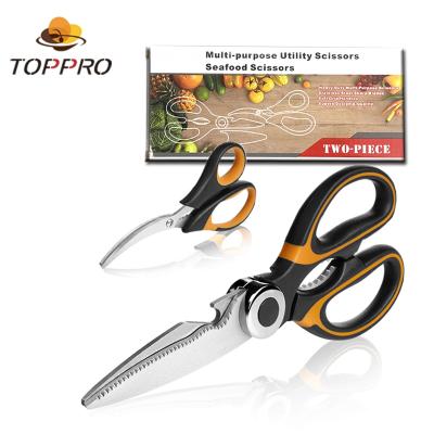 China Wholesale PP+TPR Amazon Stainless Steel Seafood Shear Shrimp Scissors Multi Kitchen Scissors Set for sale