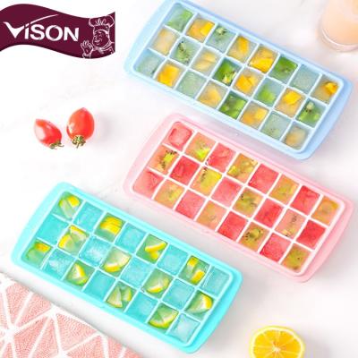 China New Design Silicone Ice Molds for Freezer Baby Food Water Cocktail Silicone 24cubes Ice Cube Tray Plastic Molds for sale