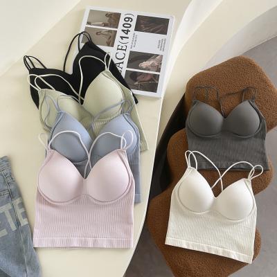 China New style young style backless seamless camisole bra soft hot sexy one-piece sling vest for women for sale