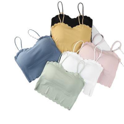 China Long style ice silk one piece wavy underwear scrub beautiful back chest strap wireless breathable inner bras for sale