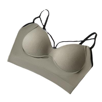 China Seamless Fixed Cup Neck Underwear Hanging Sexy Tube Outside Wear Inside Plug Backless Vest Nylon Bras For Women for sale