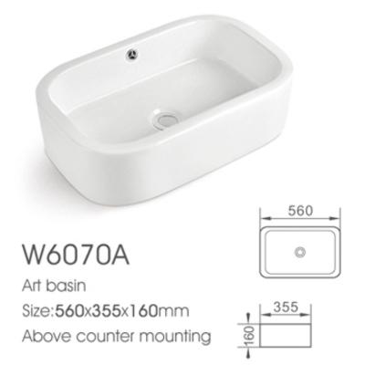 China Good Quality MT W6070A Modern Rectangular Sanitary Ware China Art Bathroom Ceramic Wash Basins for sale