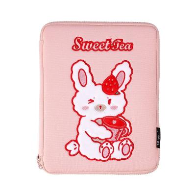 China 2022 Nbear Fashion Customization Cotton Polyester Wholesale Lovely Embroidery Pink Kids Cute Laptop Bag Sleeve For Women for sale