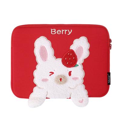 China Nbear Factory Wholesale Adorable Korea Style Custom Embroidery Red Girls Cotton Cute Multifunctional Laptop Bag Sleeve For Women Ladies for sale