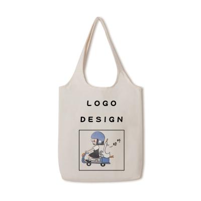 China Wholesale Customized White Women Handled Tote Shopping Bag Handled Foldable Logo Printed Cotton Blank Eco Friendly Cartoon for sale