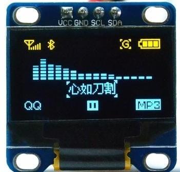 China 0.96Inch White OLED Module FPC Pins with Resolution 128*64Dots IPS Viewing Angle with Yellow and Blue two colors for sale