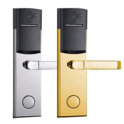 China Stainless steel with surface treatment plating new fashion E102 hotel card lock hotel management system key card safe smart hotel door smart lock for sale