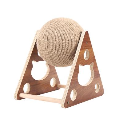 China Scratch Resistant Cat Scratch Board Pet Ball Hand Claw Ball Wrap Sword Rope Climbing Frame Stable Wooden Post Scratch Cat Toy for sale