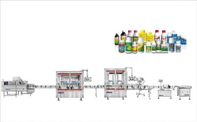 Cina 100ml-1L linea di imballaggio di pesticidi automatico per il riempimento di tappi e etichettatura in vendita