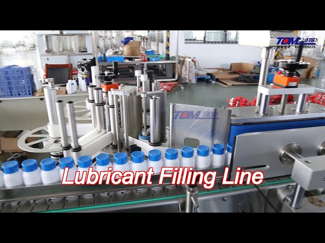 two sides lubricant filling line square bottle automatic adhesive labeling machine